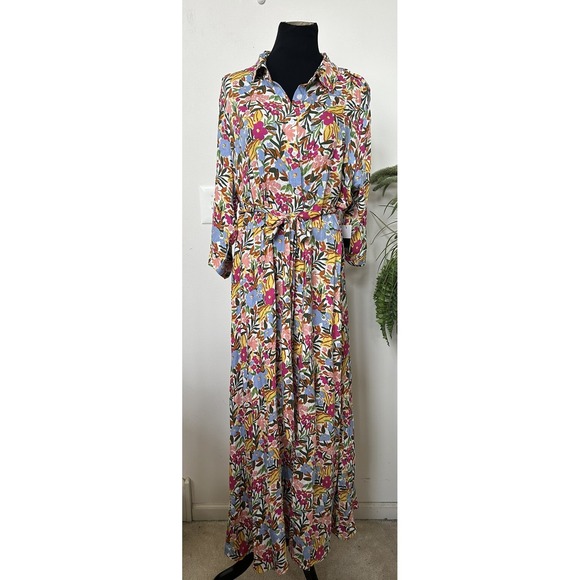 Eloquii Dresses & Skirts - NWT ELOQUII Elements Women's Plus Tie Waist Floral Maxi Short Sleeve Dress Sz 22